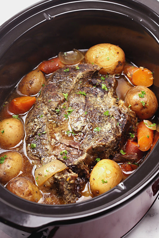 Cozy Crockpot Beef Roast with Colorful Peppers